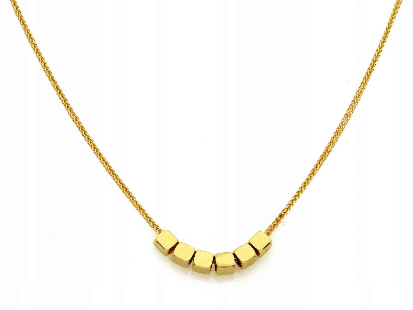 Zlatý náhrdelník 585 s malými kostkami 44 cm, nafukovací čtverečky, 1,12 g