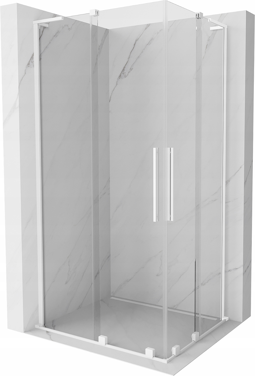 Mexen Velar L Duo 100x90 cm Sprchový kout, bílý, průhledné sklo