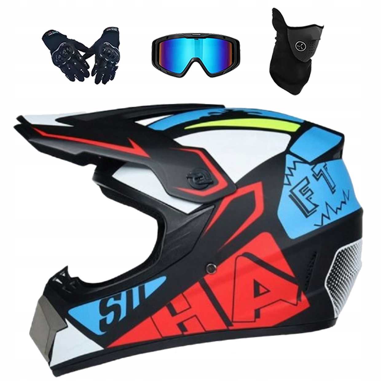 Helma Na Elektrickou Koloběžku Cross Enduro Quad Bmx Helma Brýle Rukavice L