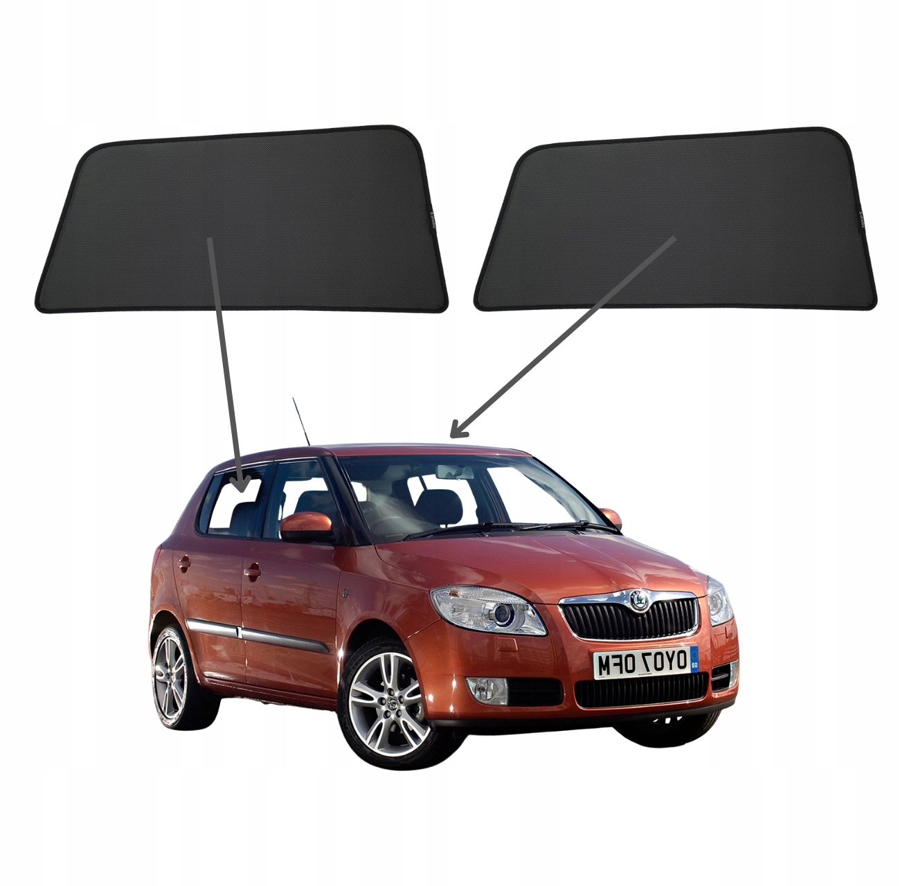 Protislnečné clony do Škoda Fabia II, 2007-2015, Hatchback, magnety, 2ks