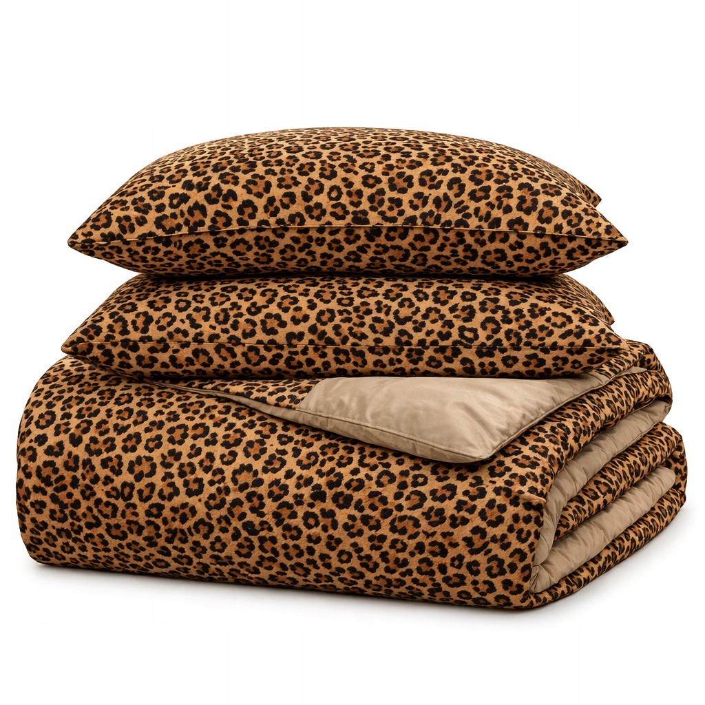 Pościel bawełniana 200x220 +poszewki naturalna bawełna panterka cętki modna