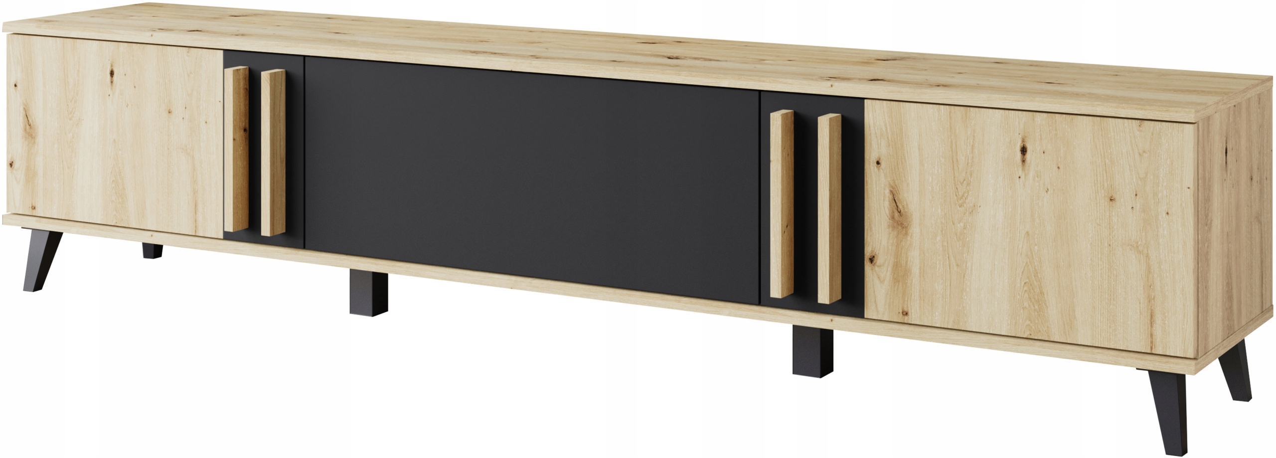 Szafka RTV HELSINKI 180 Dąb Artisan / Czarny Grafit