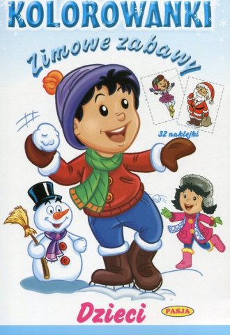 

Zimowe Zabawy. Kolorowanka. Dzieci. Naklejki.