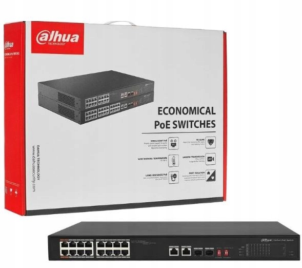 Switch Poe 16x PoE 2xHi-PoE 14xPoE 802.3af/at CS4218-16ET-135 Dahua