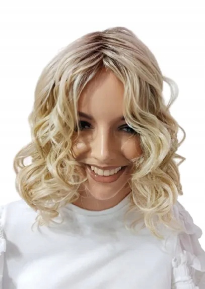 Topper kudrnatý, vlnitý Midella v pastelové blond barvě -40 cm mikro