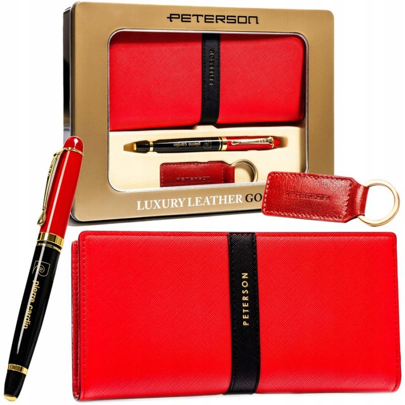Dámská sada: velká peněženka, propiska přívěsek na klíče ekokůže, jako dárek Peterson