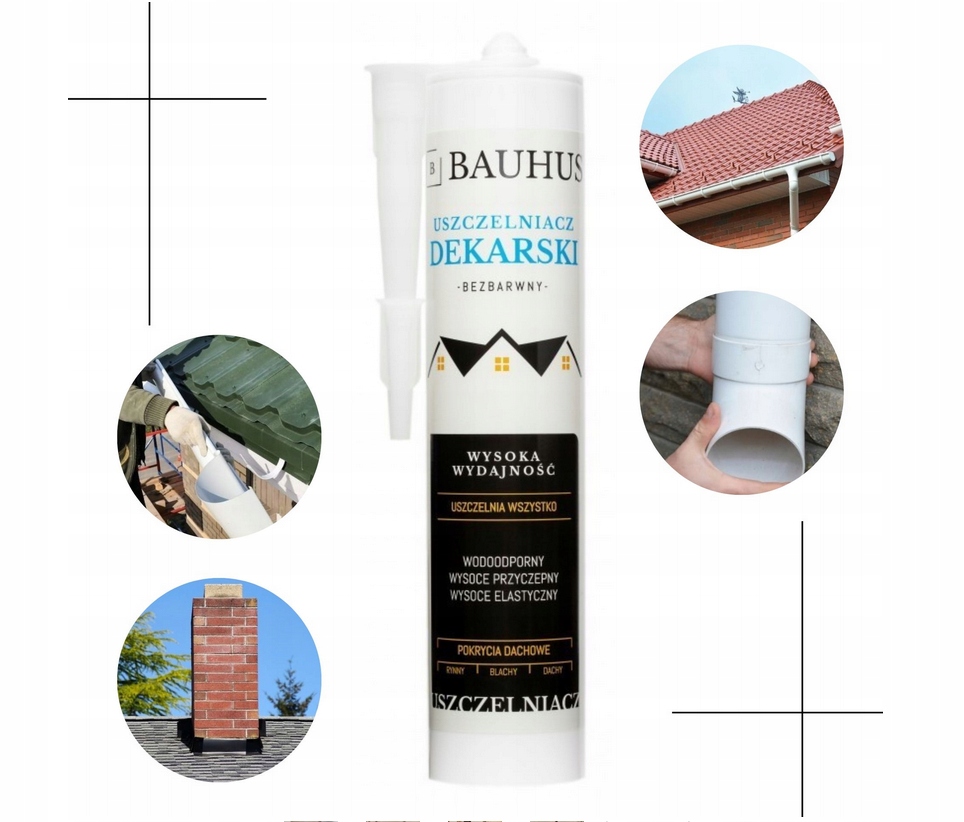 BAUHUS Uszczelniacz Dekarski Bezbarwny 280ml Wysoka Wydajność Kod producenta 5902431795034