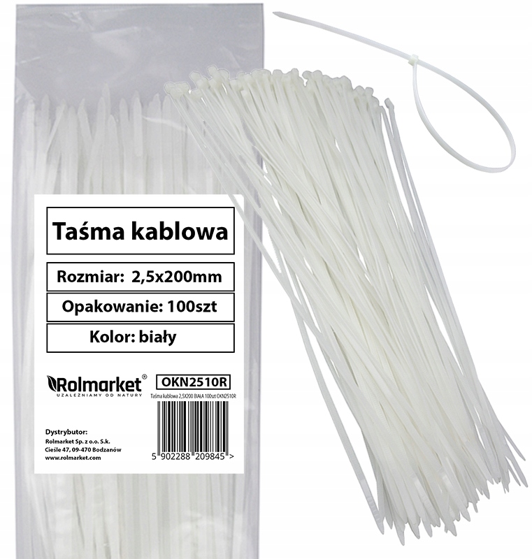 

Biała Taśma Kablowa Zaciskowa 2,5X200mm 100szt