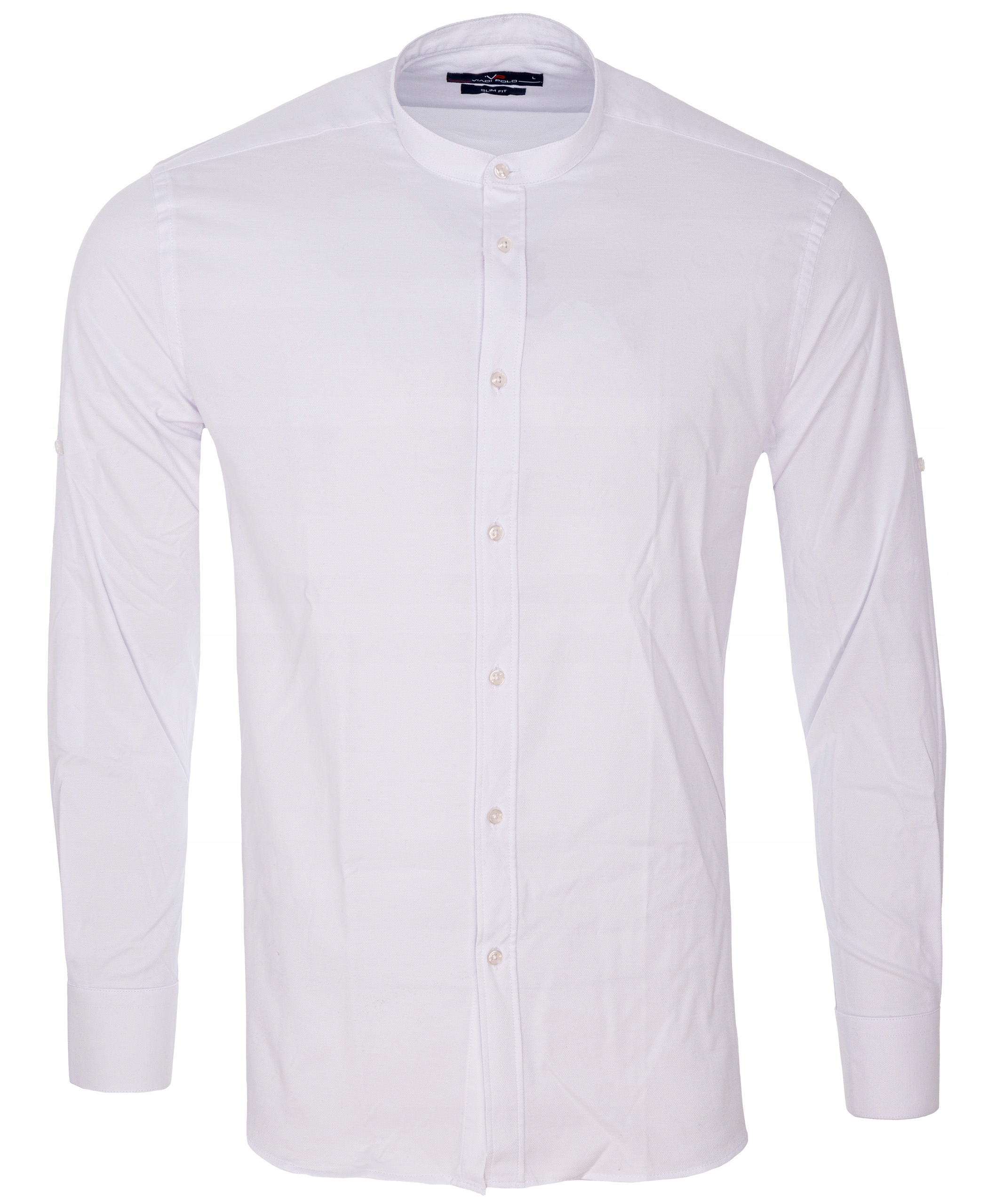 koszula na stójce BIAŁA Bawełna L stójka SLIM FIT