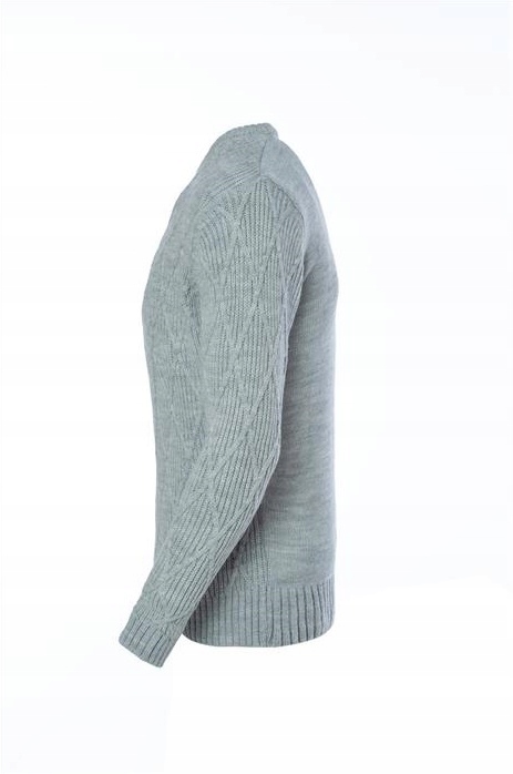 CIEPŁY GRUBY SWETER MĘSKI CASUAL ROMBY SZARY - XL Kolor szary