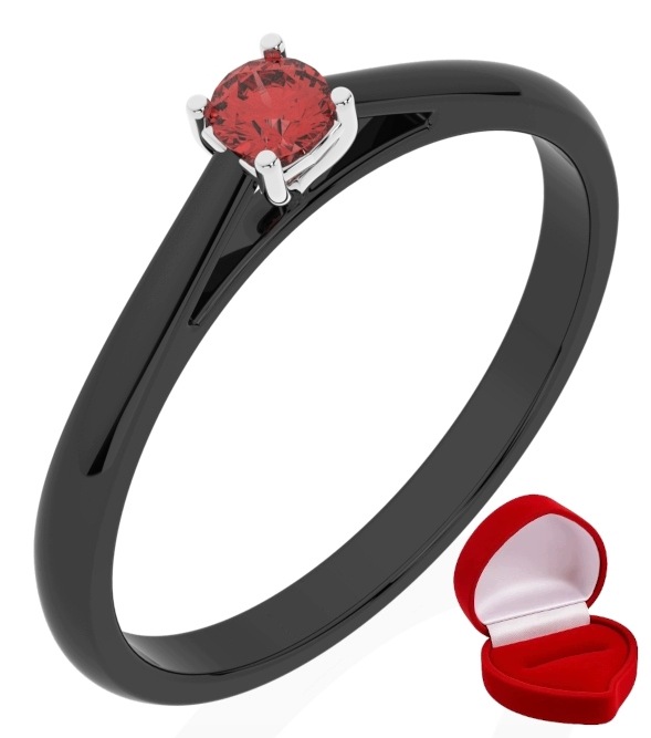 Zlatý Prstýnek 585 14k Rubín 0,09 ct Černé Zlato R29