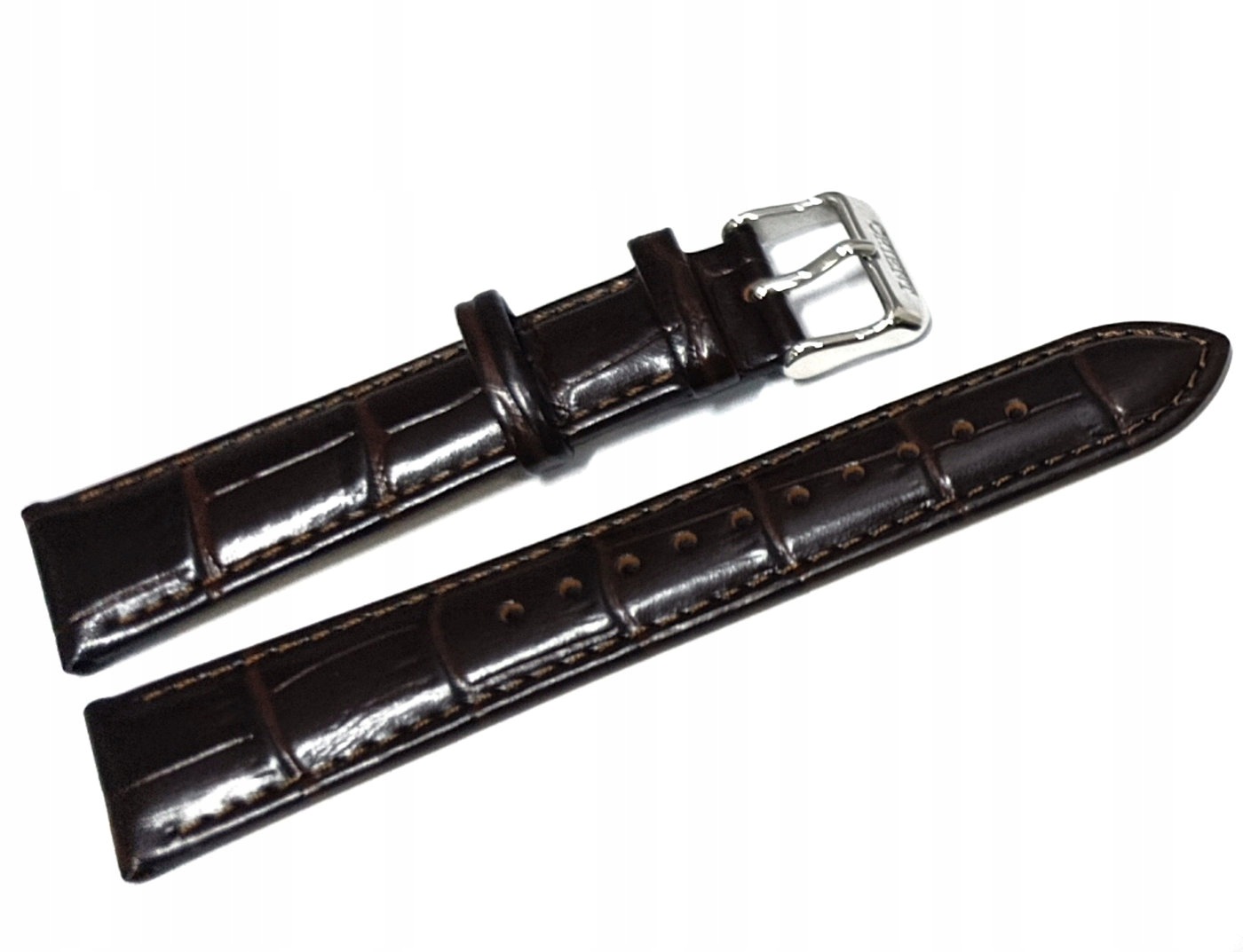 Originální Kožený Hnědý Polomatný Řemínek Na Hodinky Orient 20 mm Krokodýl