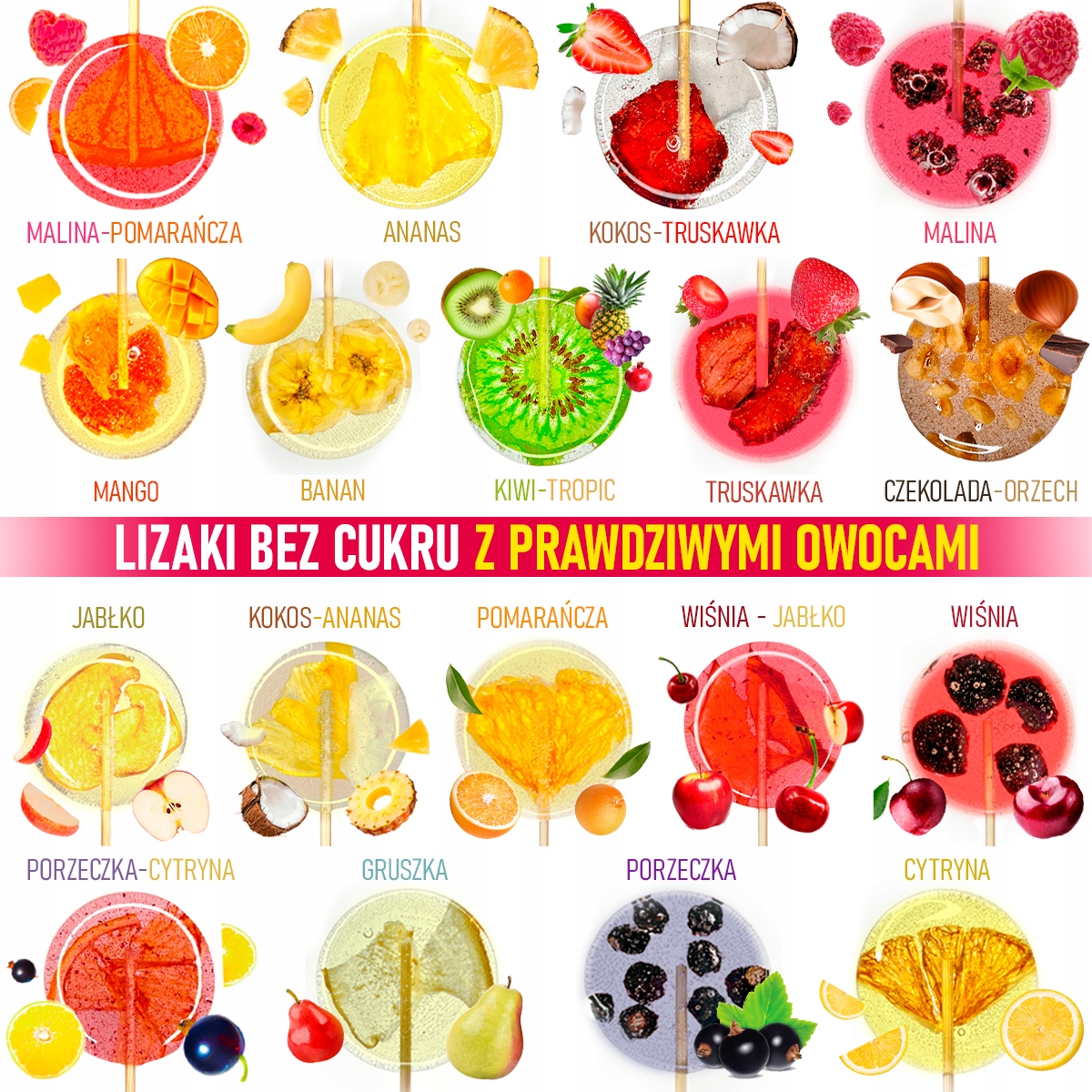 Levně Lízátka bez cukru TimPops – sada 18 ks, lízátka ovocná ruční výroba