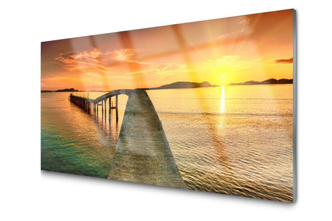 Sklenený panel Morská doska Slnko Most 120x60