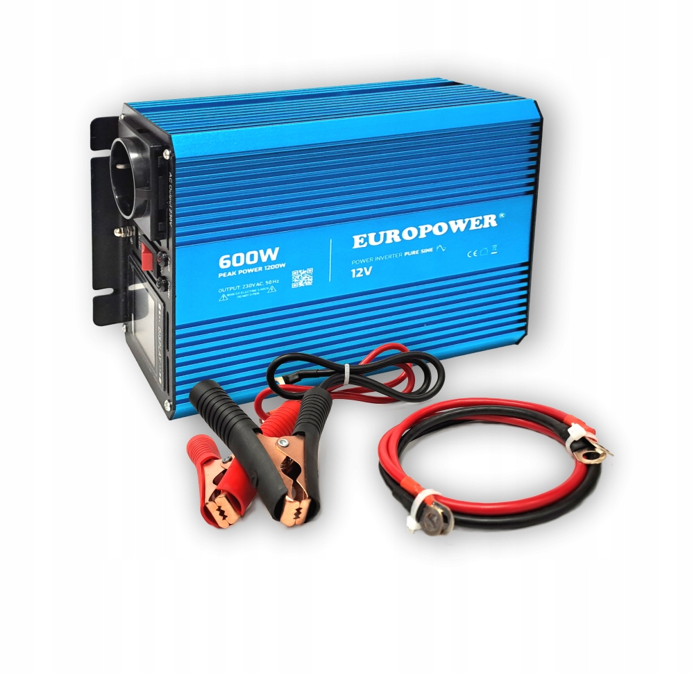 12V 230V 600W PRZETWORNICA NAPIĘCIA DC/AC INWERTER CZYSTY SINUS SAMOCHÓD RV