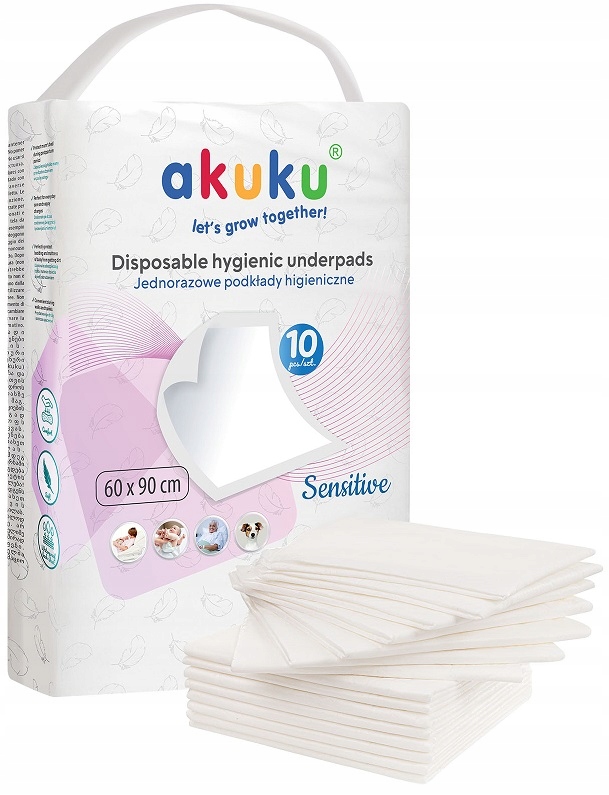 AKUKU PODKŁADY DO PRZEWIJANIA JEDNORAZOWE 60x90 cm PRZEWIJAK 10szt