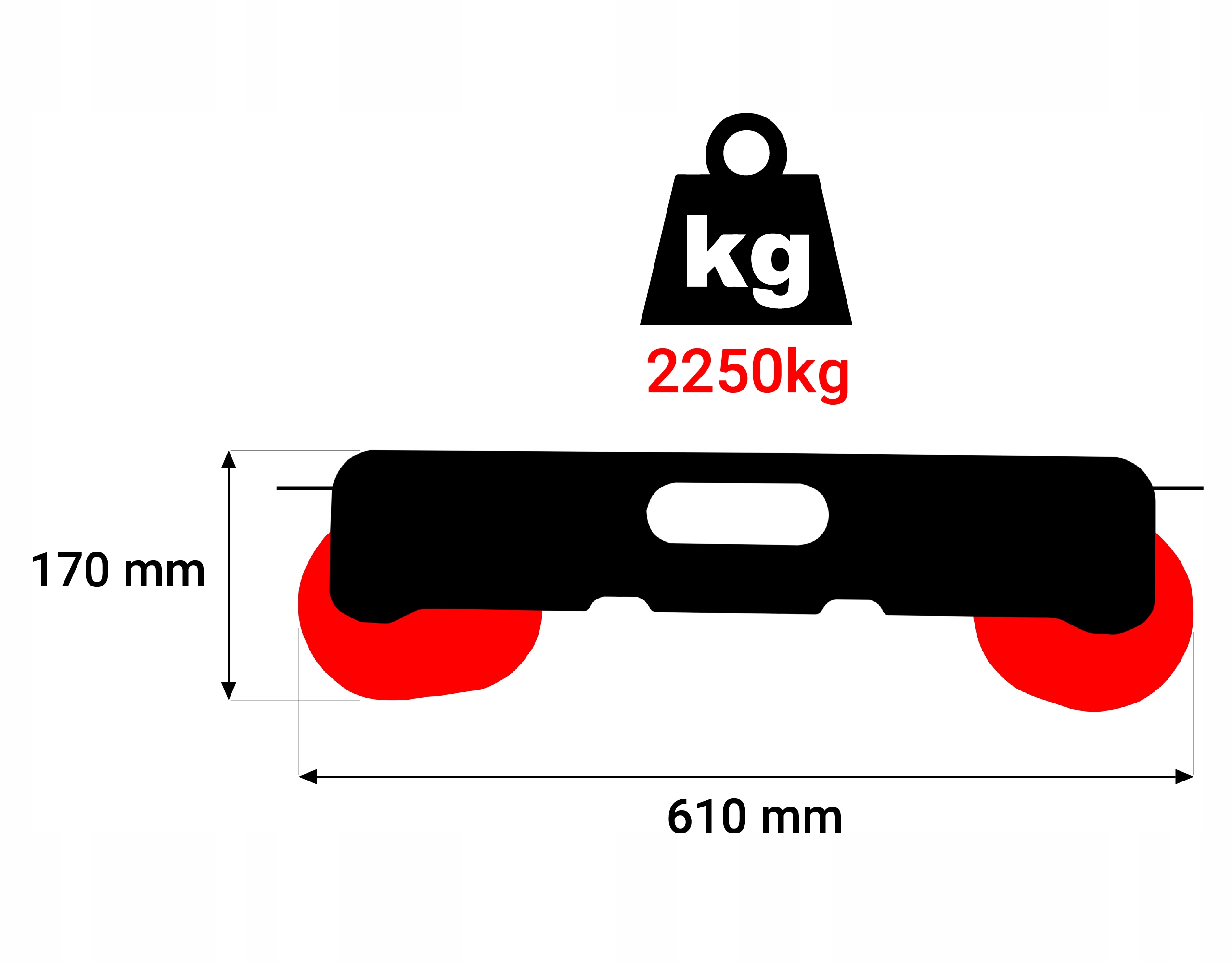 WÓZEK DO LAWETY ROLKA SERWISOWA POD KOŁO 2250kg Waga produktu z opakowaniem jednostkowym 17.5 kg