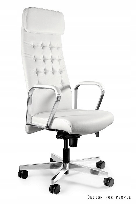 UNIQUE Fotel biurowy ARES - skóra naturalna biały