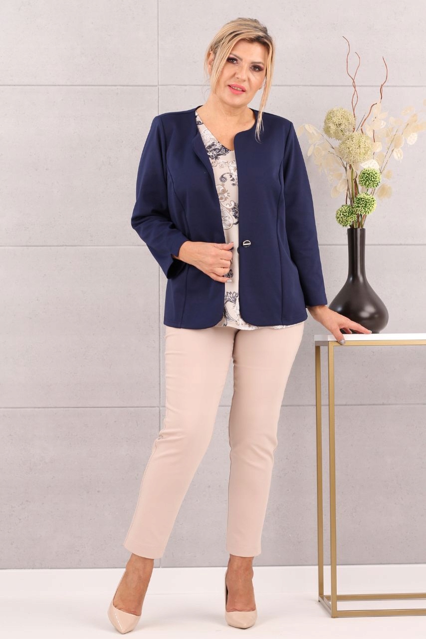 ŻAKIET ELEGANCKI KRÓTKI MARYNARKA POLSKI PRODUCENT DUŻE ROZMIARY Rozmiar 46