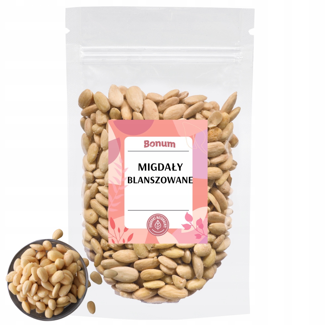 Mandle Blanšírované přírodní celé ořechy Sušené Plody A Ořechy bez slupky 1 kg Bonum