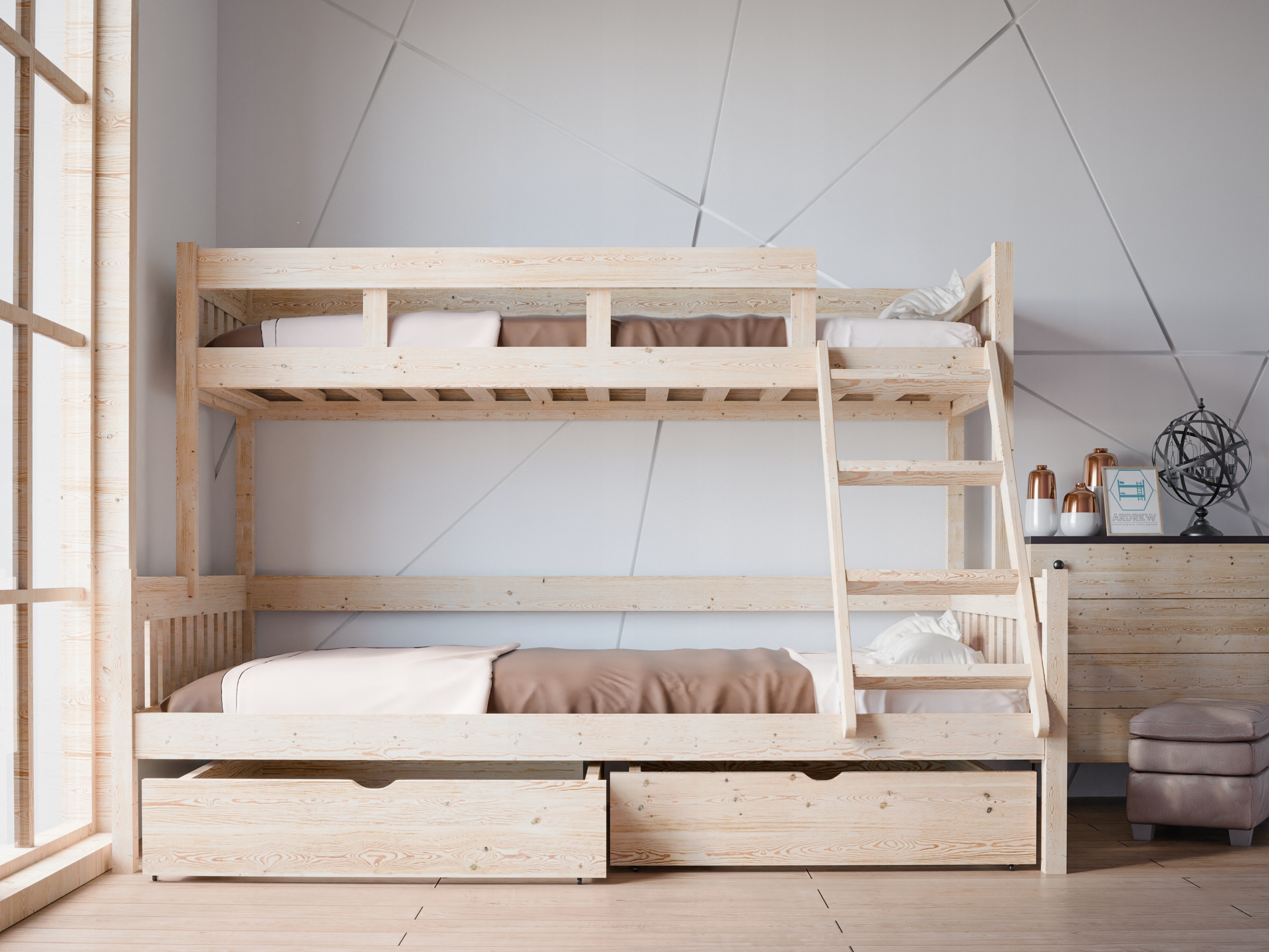 Łóżko piętrowe 3 osobowe EDEK