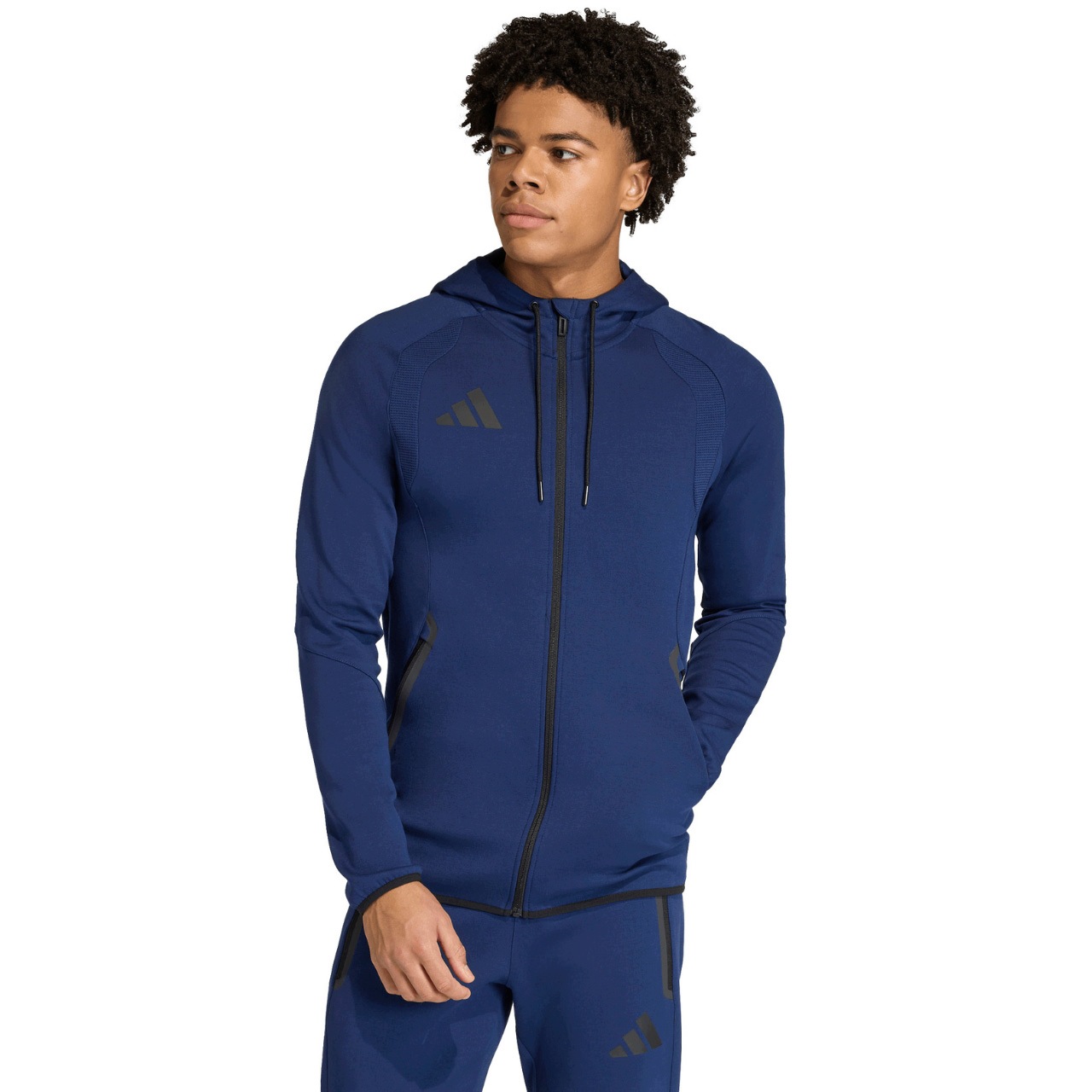 Pánská Mikina adidas Tiro 26 Kapucí Kapsy na zip Hoodie Tmavě modrá S