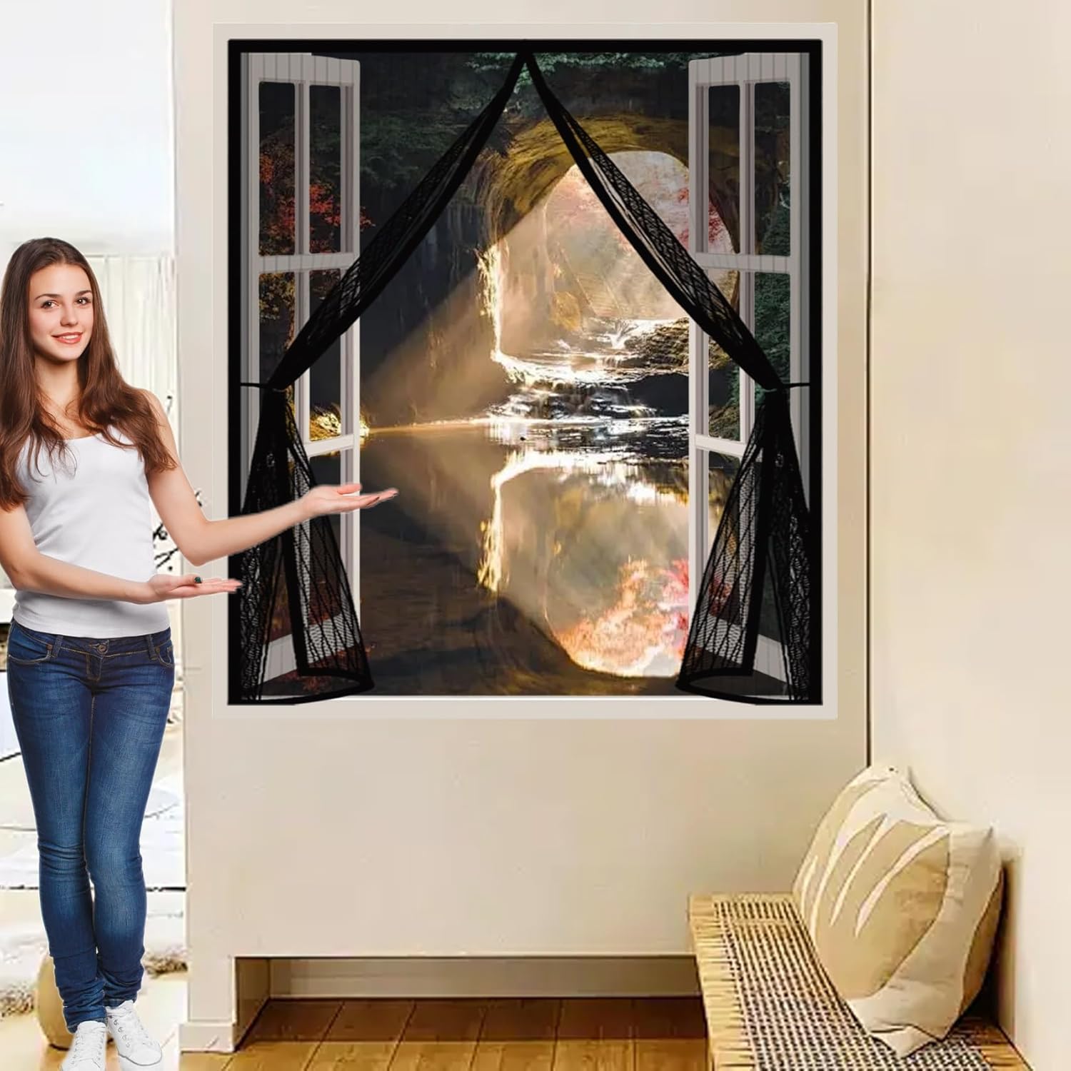 Moskytiéra na dveře magnetická síť proti hmyzu 165×200 cm černá