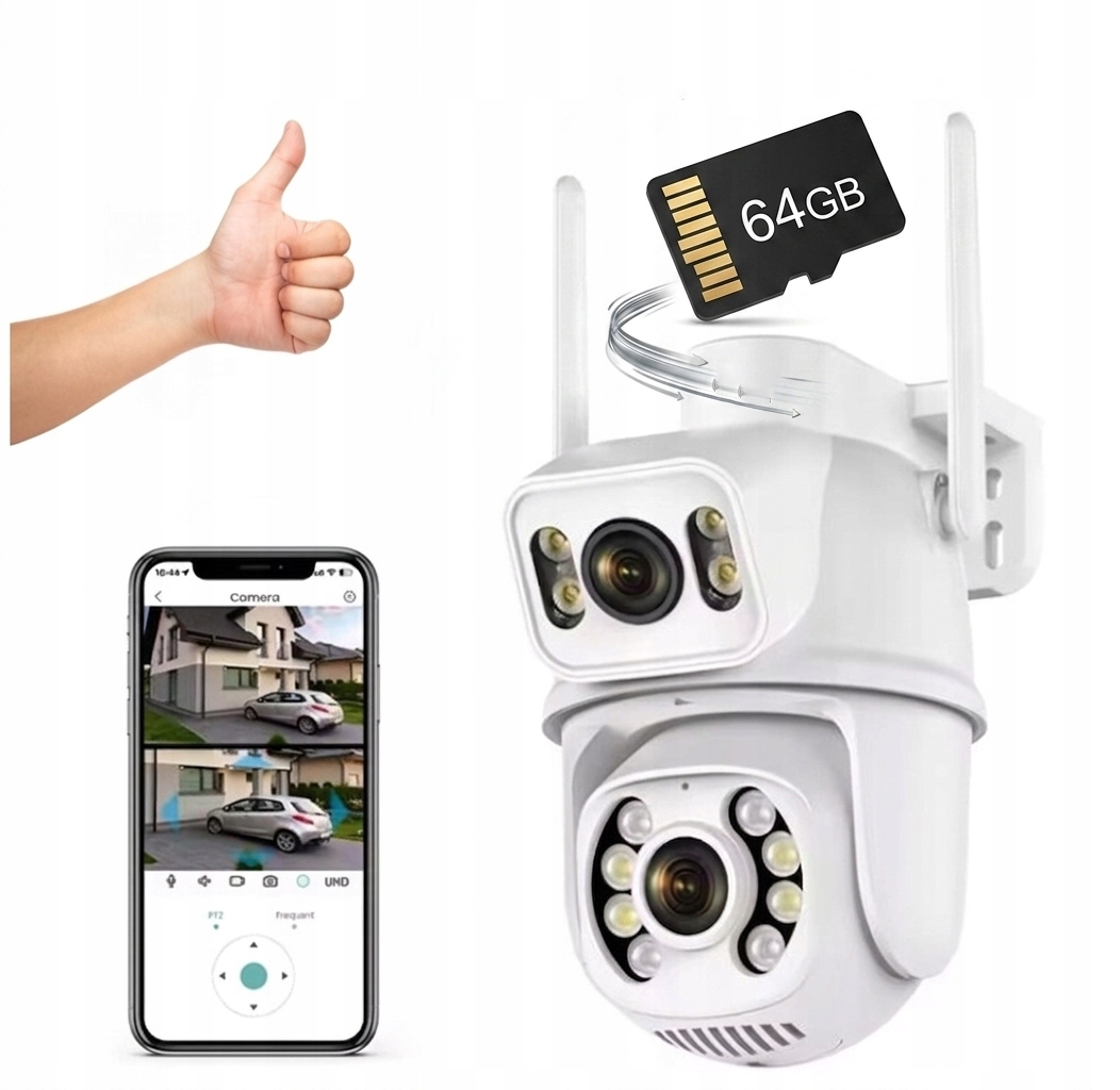 Kamera Zewnętrzna WiFi Obrotowa 2 soczewki iCsee 4K 6MPx Zoom Śledzenie Noc