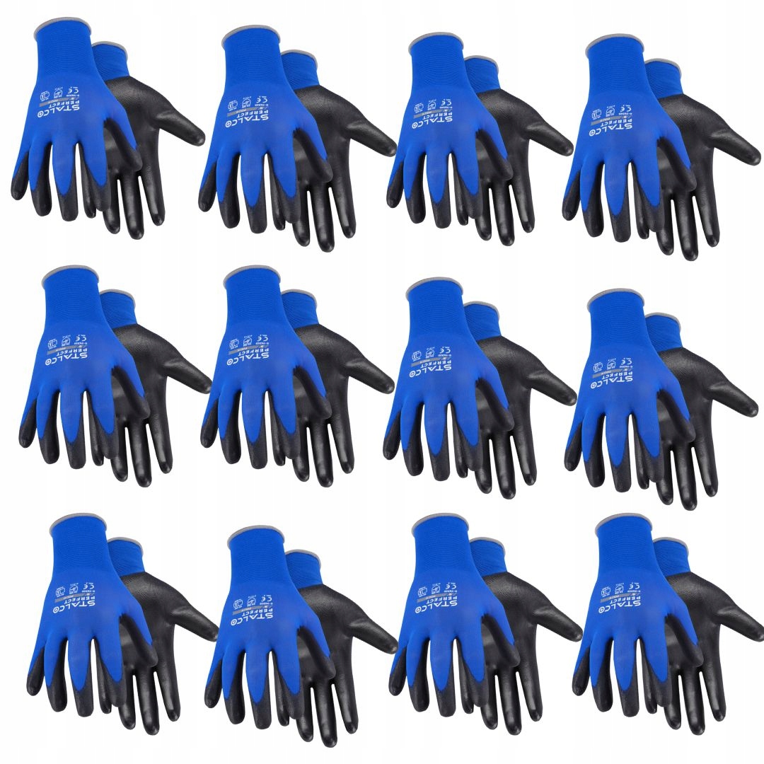 Wielopak Stalco Rękawice nylonowe robocze Poli H Rozmiar 10 XL 12 par