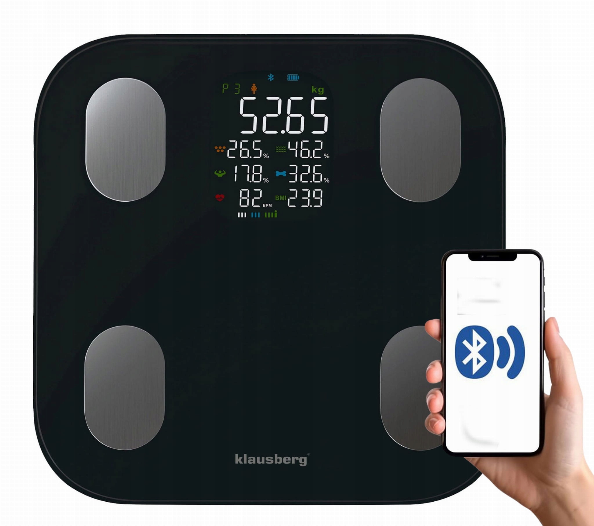 Waga łazienkowa elektroniczna analityczna inteligentna Bmi Klausberg KB7854