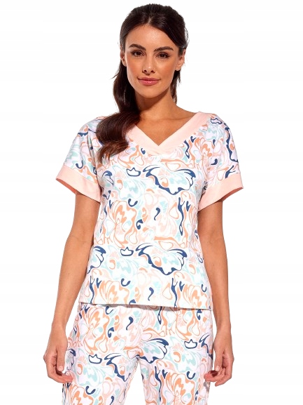 Piżama damska Cornette 815/278 Melissa r. M (38) biała marmurkowy wzór