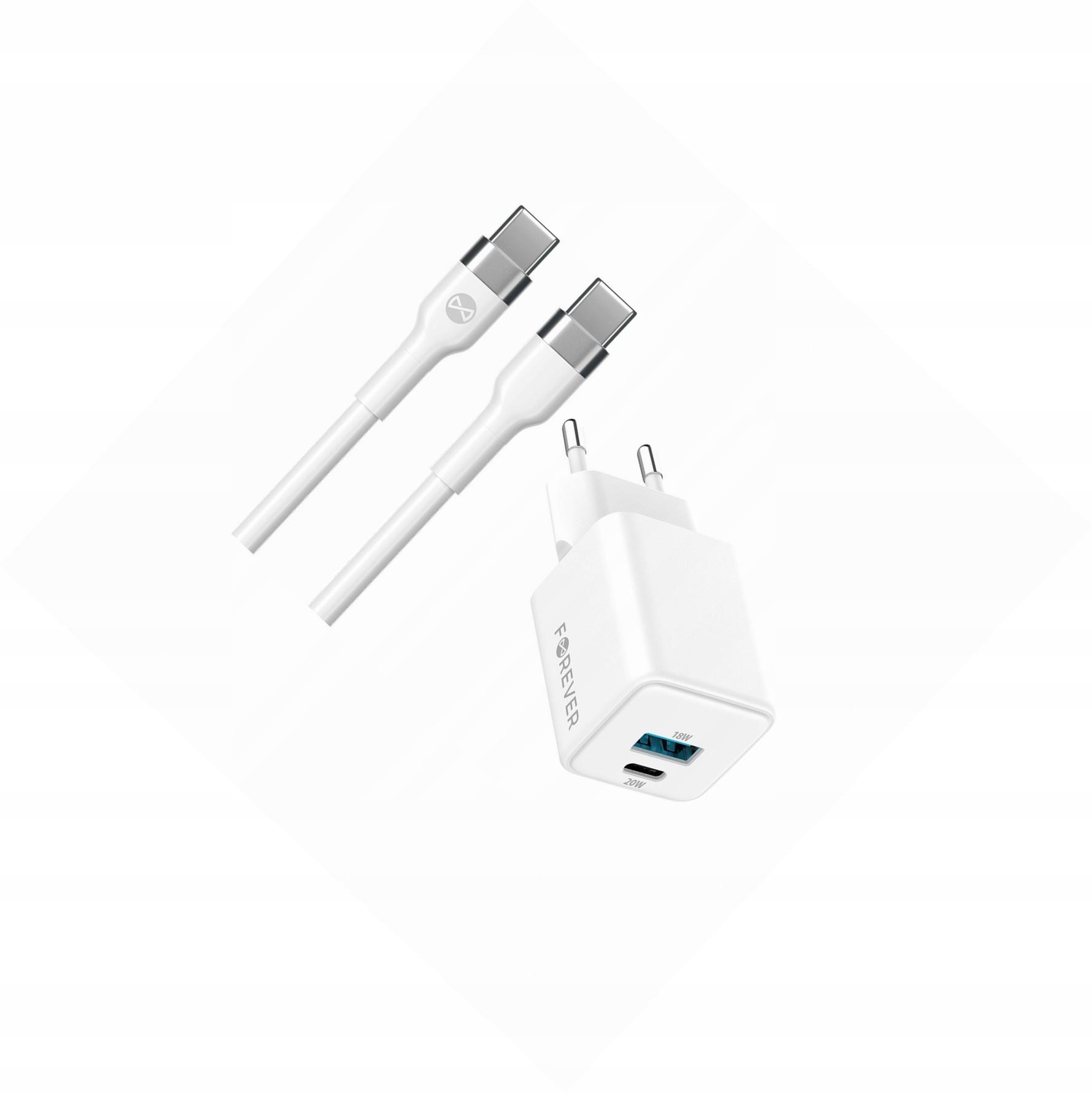 Szybka ładowarka GaN 20W 2 wejścia Usb i Usb-c z kablem do Oppo A80 5G