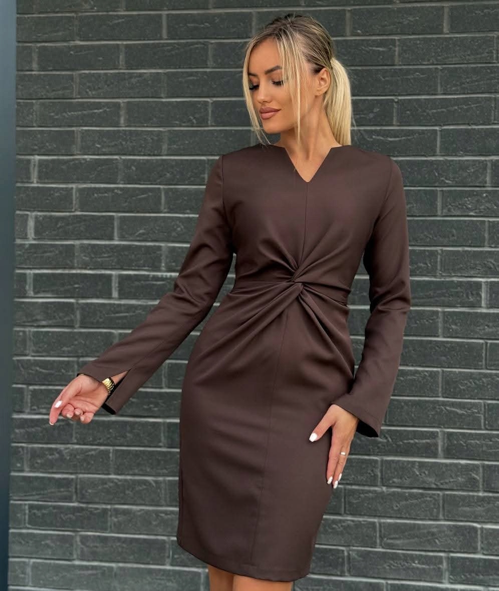 Šaty Vypasovaná Elegantní Svatební Hostina Přiléhavá Čokoláda L