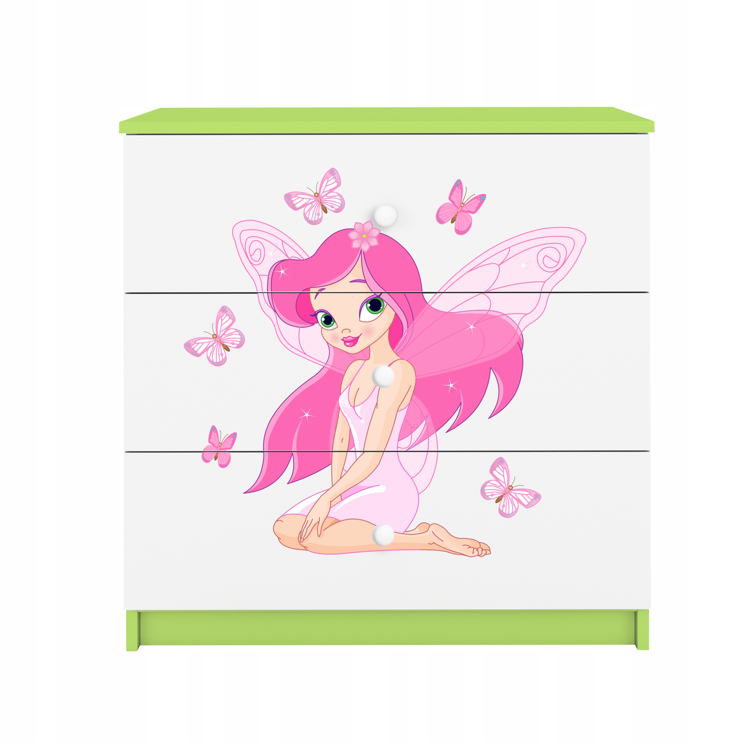 Komoda Babydreams zelená grafika motýlí víla 80 cm