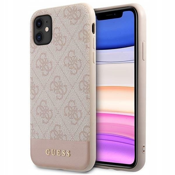 Guess GUHCN61G4GLPI iPhone 11 Xr 6,1"różowy/pink hard case 4G Stripe