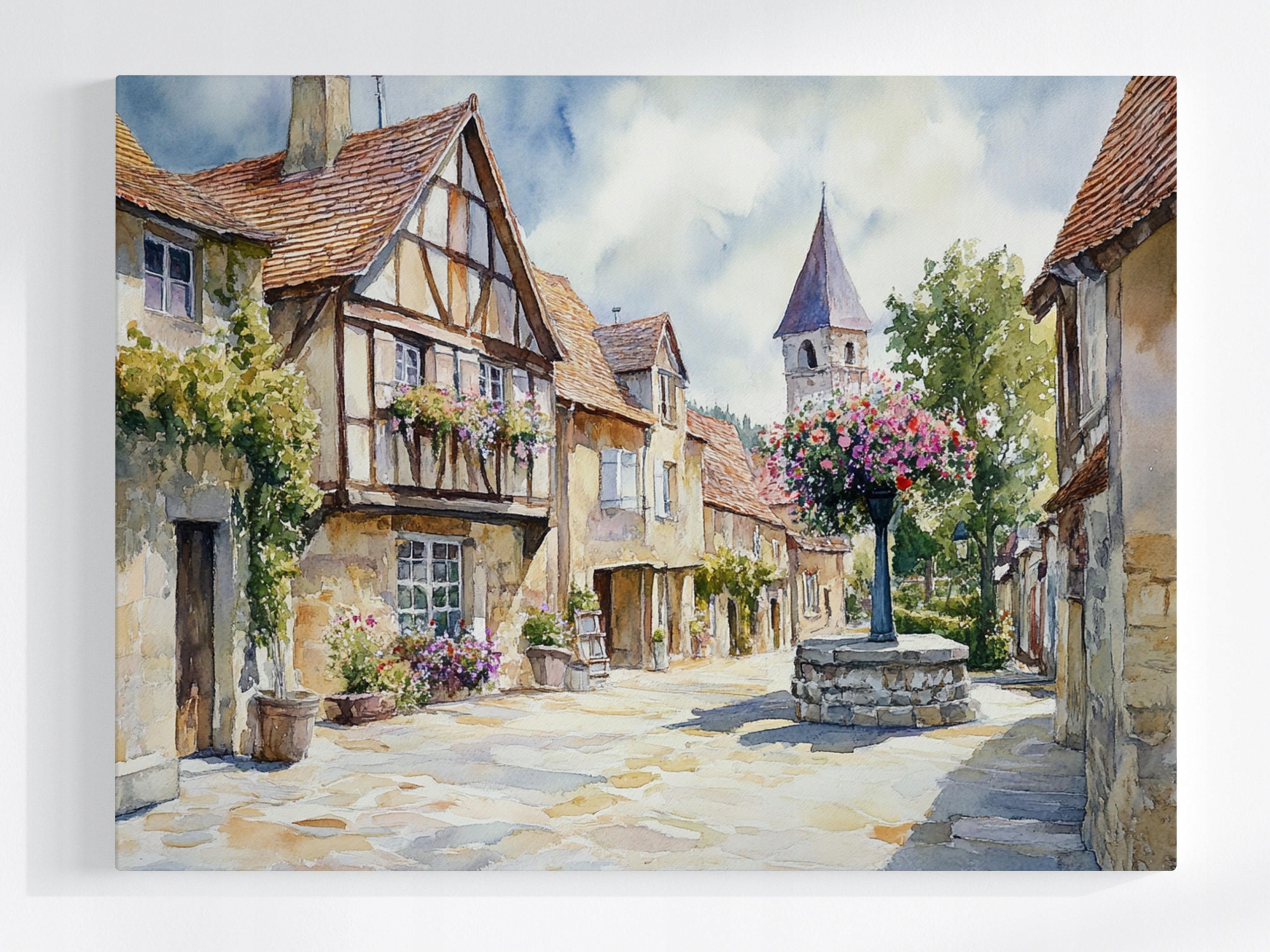 Obraz Na Plátně Canvas Francouzská Ulička Provence Akvarel Vintage 80x60