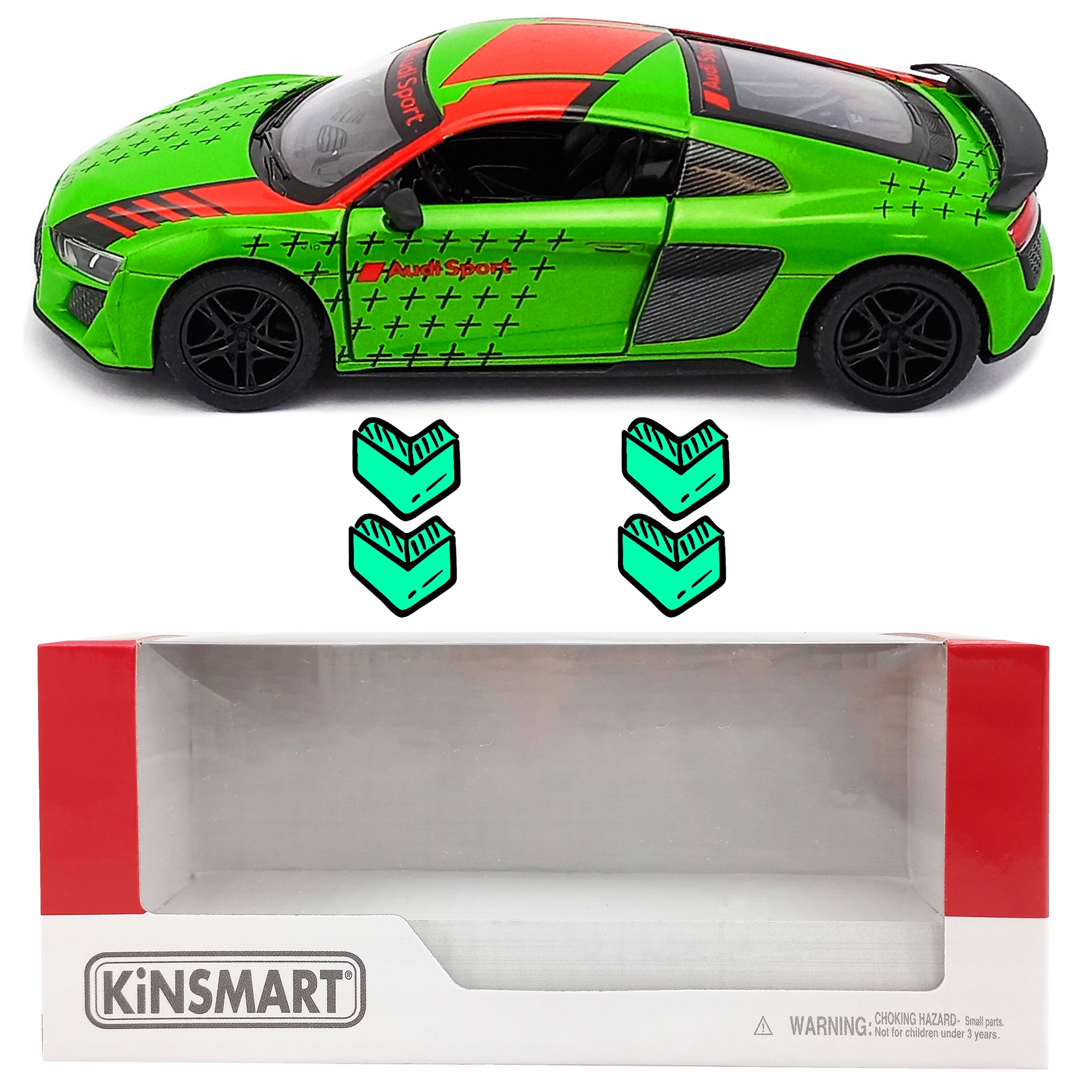 AUTO METALOWE AUDI R8 2020 METALOWY SAMOCHÓD METAL MODEL KINSMART 1 36 Skala inna