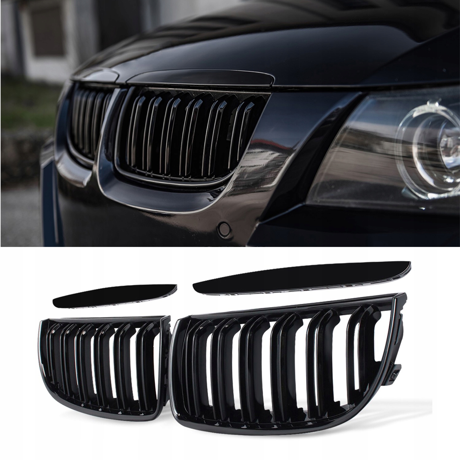 GRILL NERKI BMW E90 E91 05-08 Czarny Połysk Czarne PRZEDLIFT M PAKIET M3 EAN (GTIN) 6922410237699