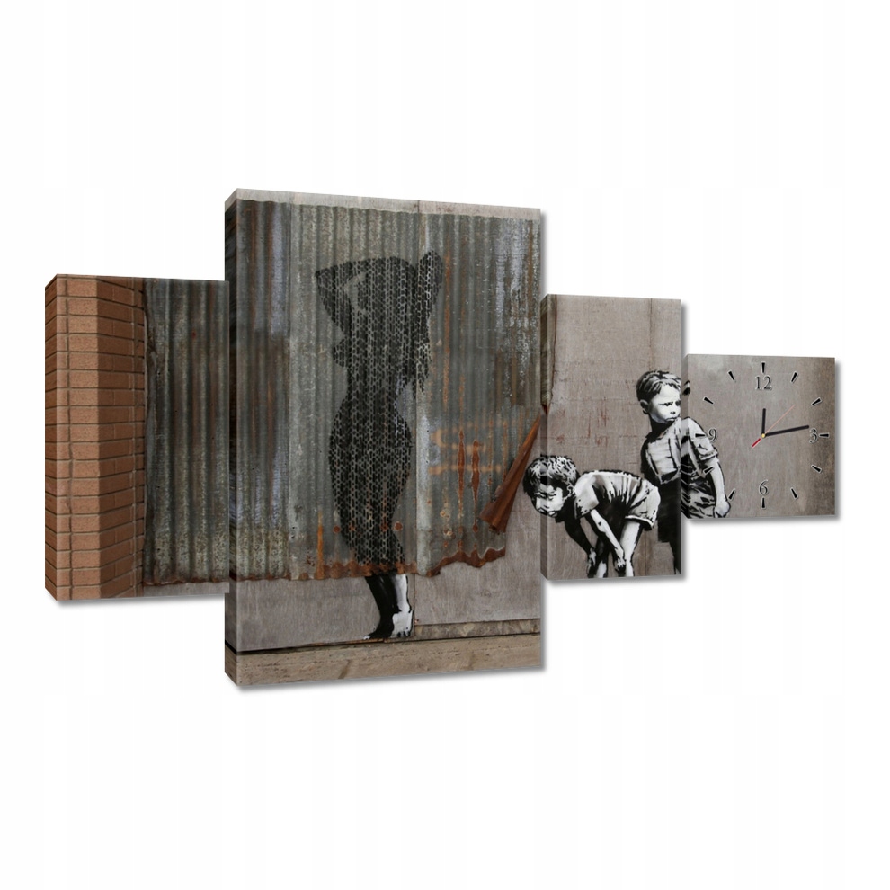 Nástěnné hodiny 130x80 Banksy pro sledování