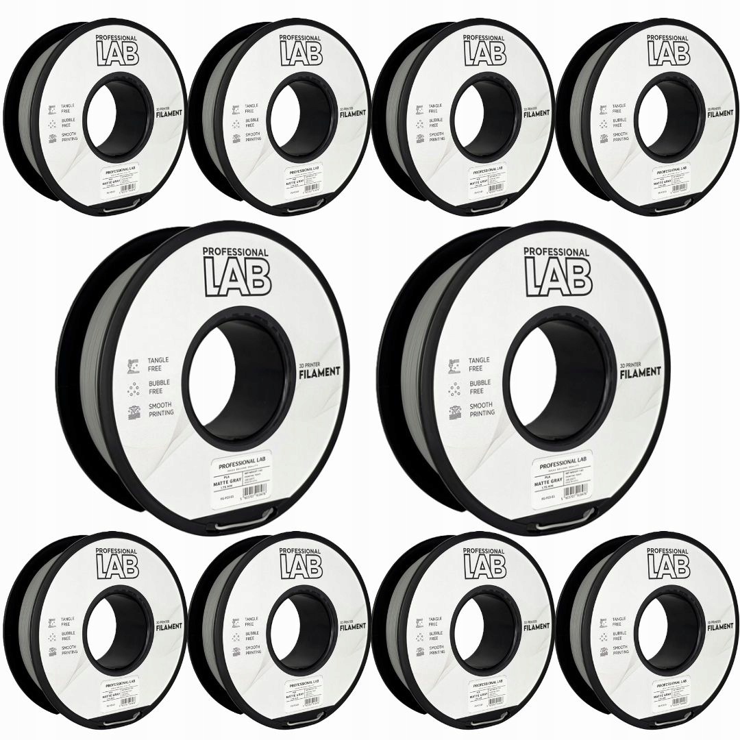 10 x Filament Pla Matte Gray Matný Sivý Prof. Lab. 1,75 mm 1 kg 3D tlačiareň