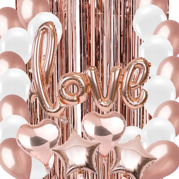 

Zestaw Balony Love Kurtyna Rose Gold Panieński
