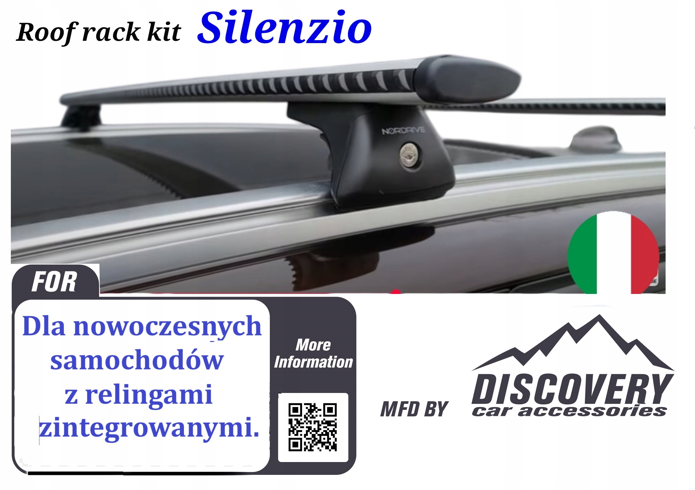 Střešní nosič na integrované relingy Nordrive Silenzio In-Rail L 120 cm