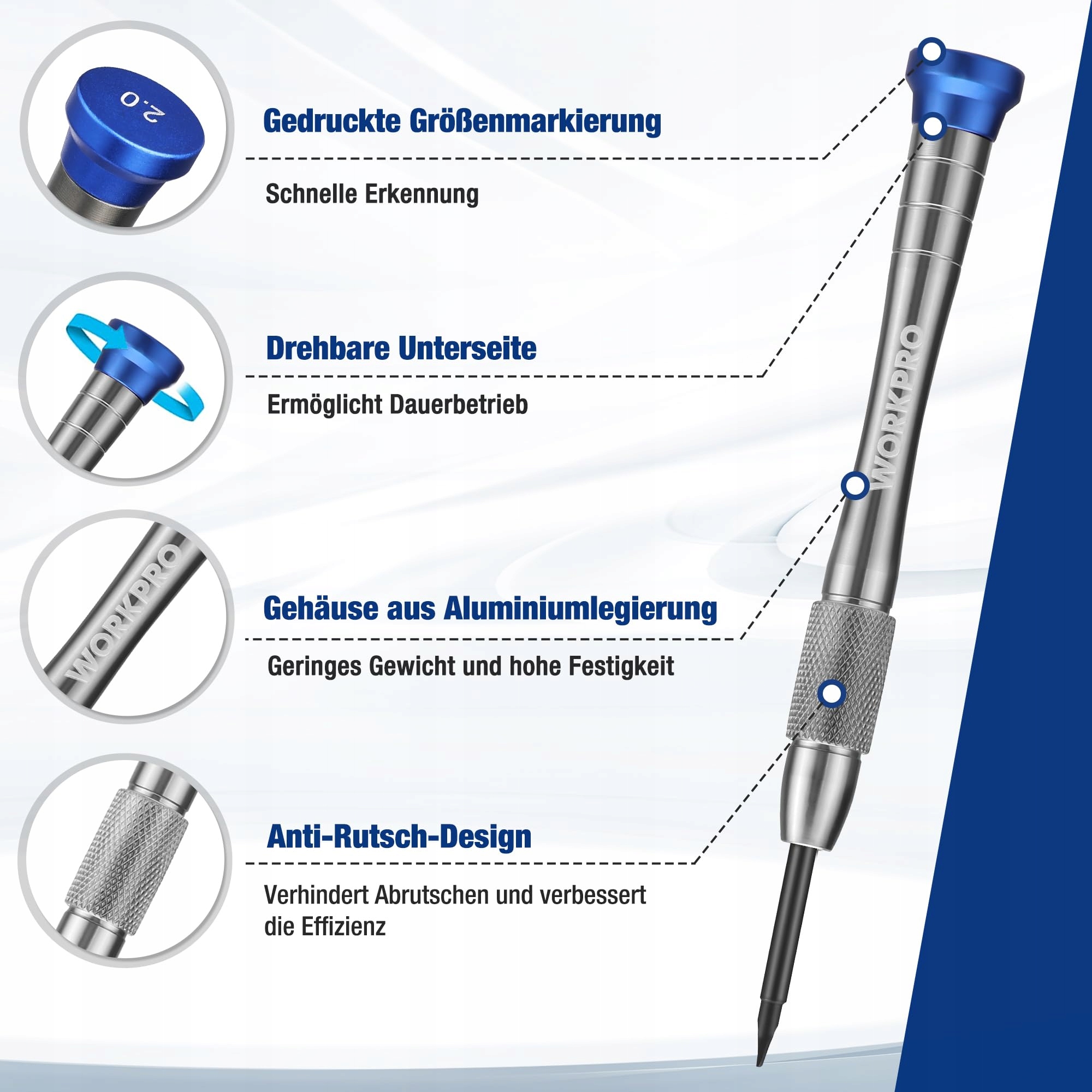 WORKPRO Zestaw Mini Wkrętaków 6-częściowy Precyzyjne Magnetyczne Do Naprawy — miniatura 4