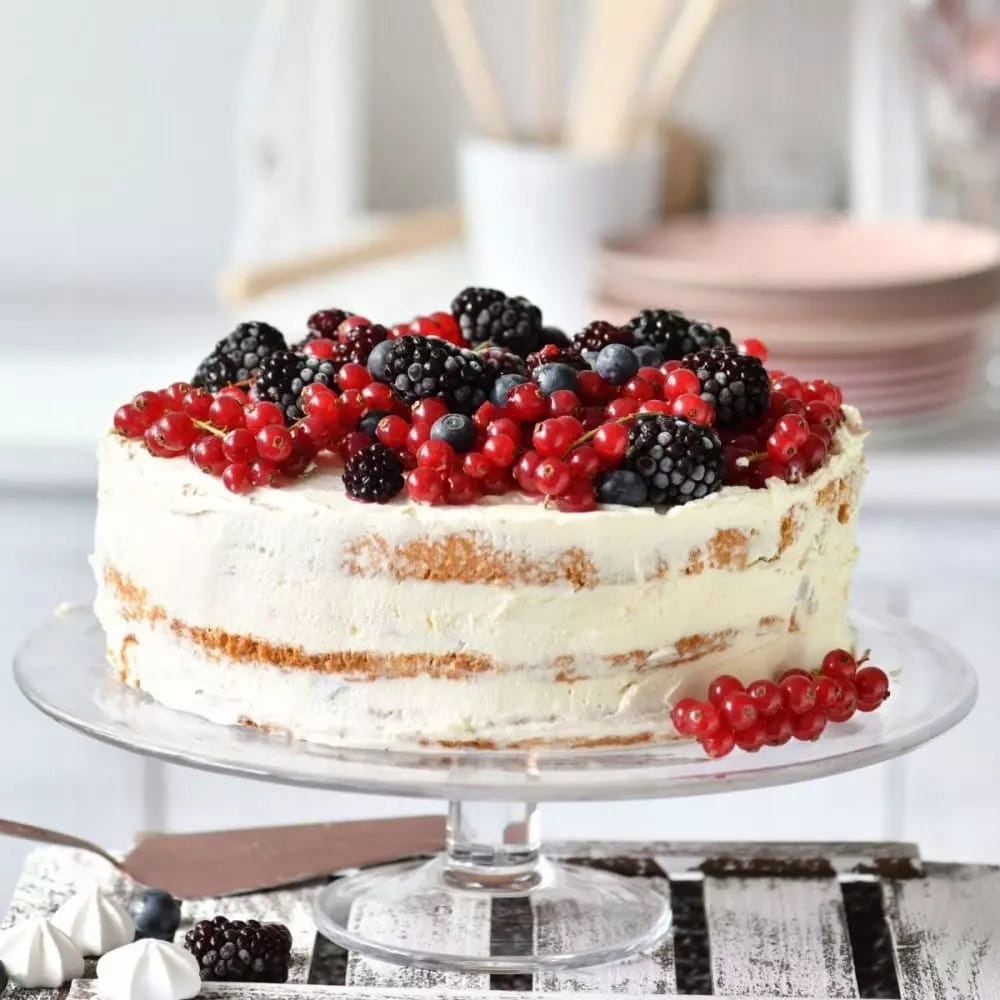 Piękna Elegancka PATERA na tort ciasta na nóżce KROSNO ServoLine 32cm DUŻA Linia Harmony