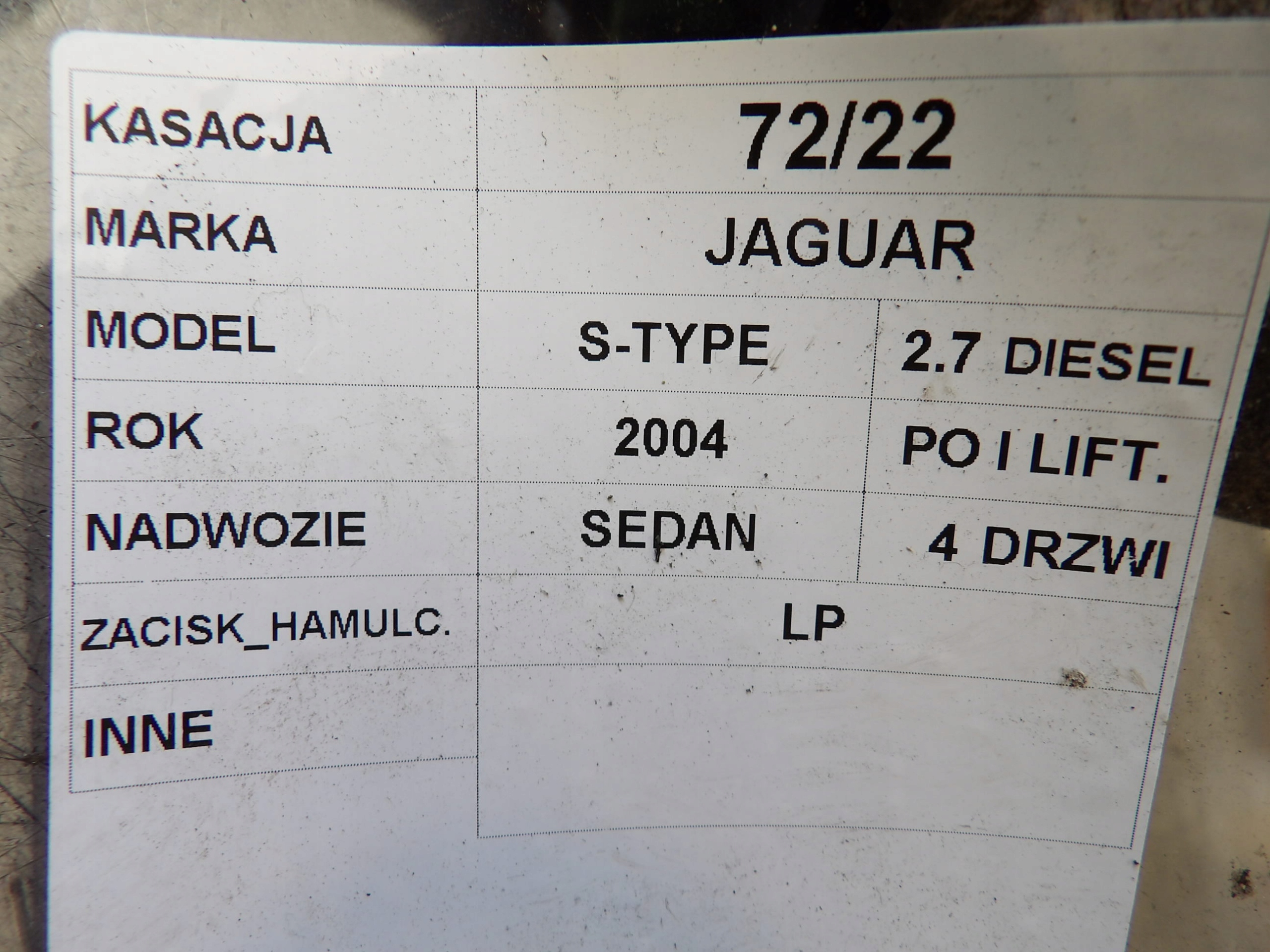 caliper LP Jaguar S-type lift 2,7D 5502