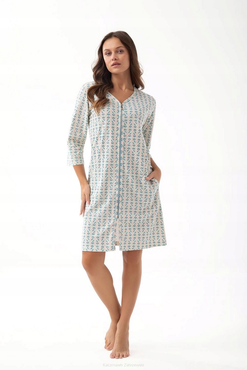 Dámský Župan 392/XXL Máta Geometr.