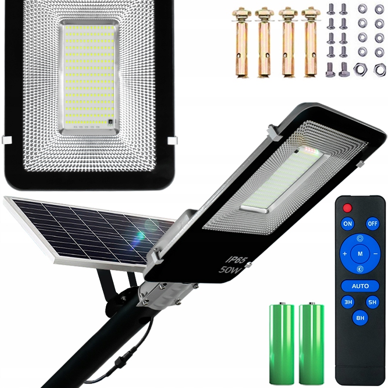 Výkonná Solární Lampa Led 50W Zahradní Senzor Nastavitelný Solární Panel Trubka