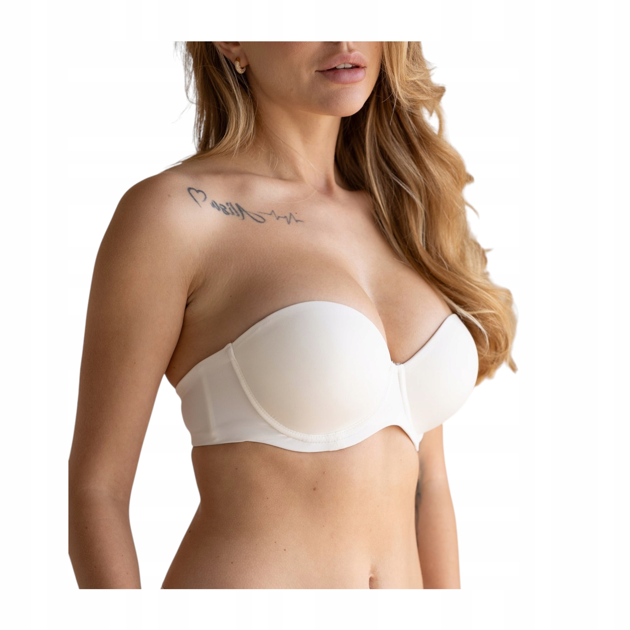 Podprsenka push up bez ramínek balkonetka bílá čelenka bandeau Kleo 80D
