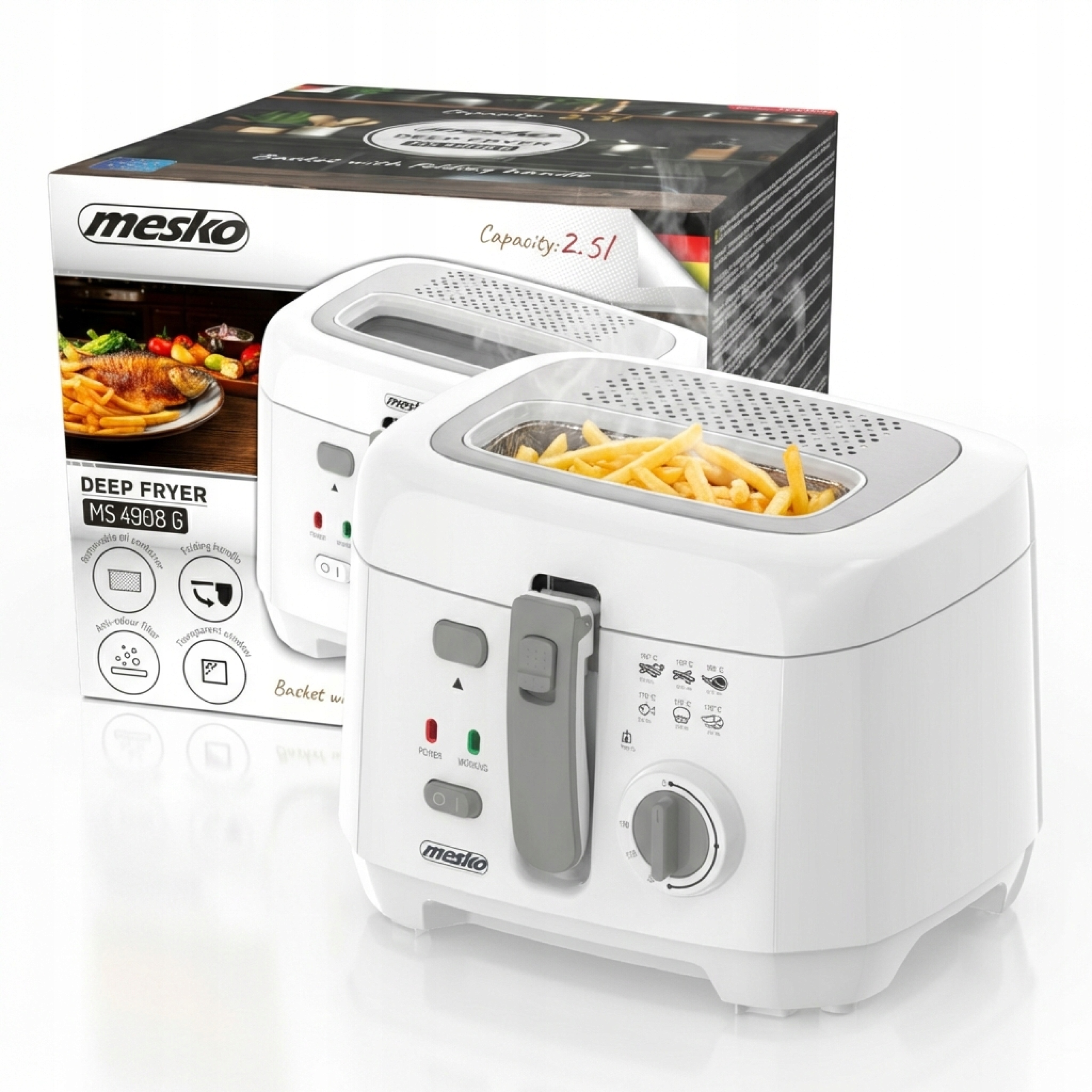 Frytkownica Tradycyjna Frytownica Olejowa Do Smażenia Duża 1800W 2,5L