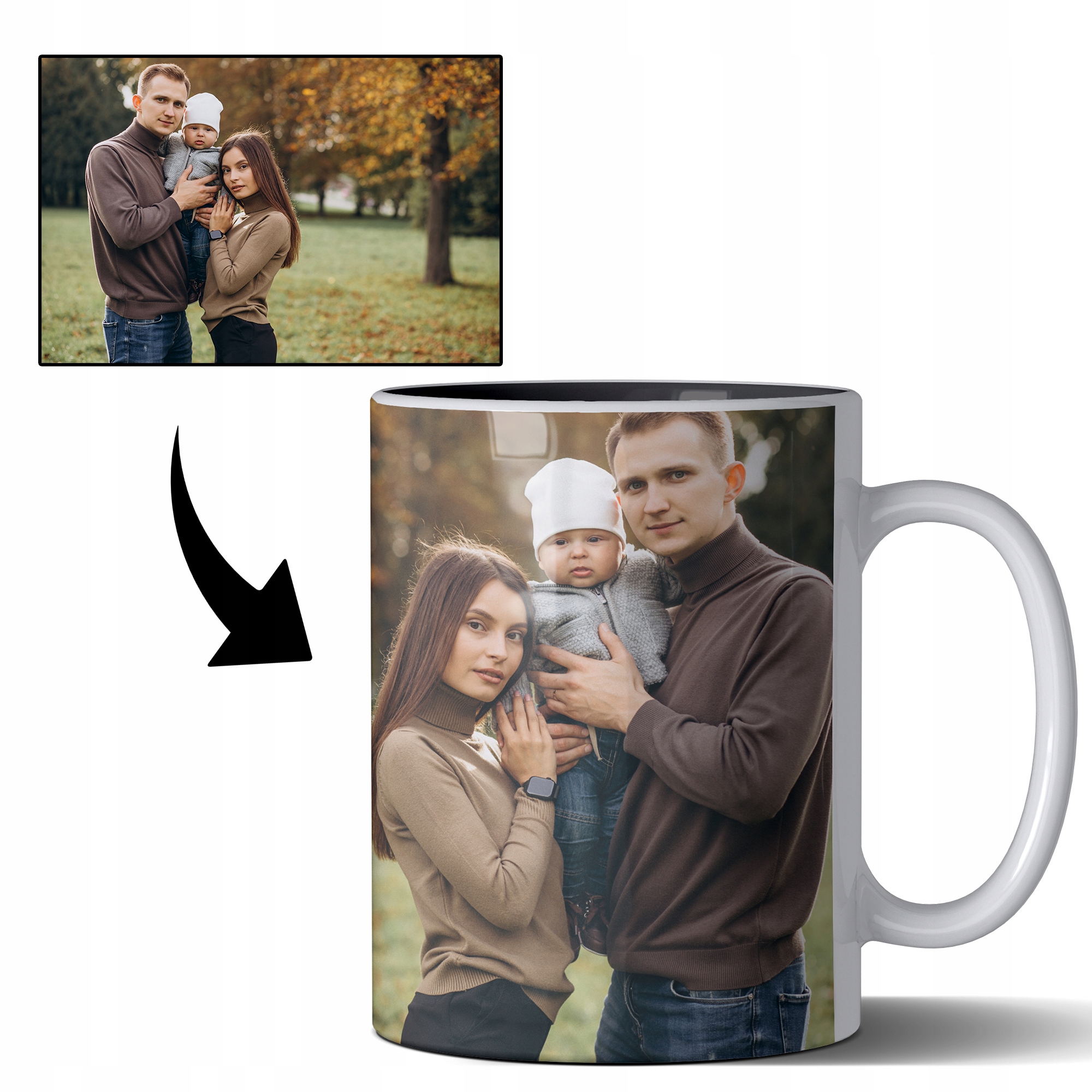 

Kubek Czarne Ucho i Wnętrze z Własnym Nadrukiem